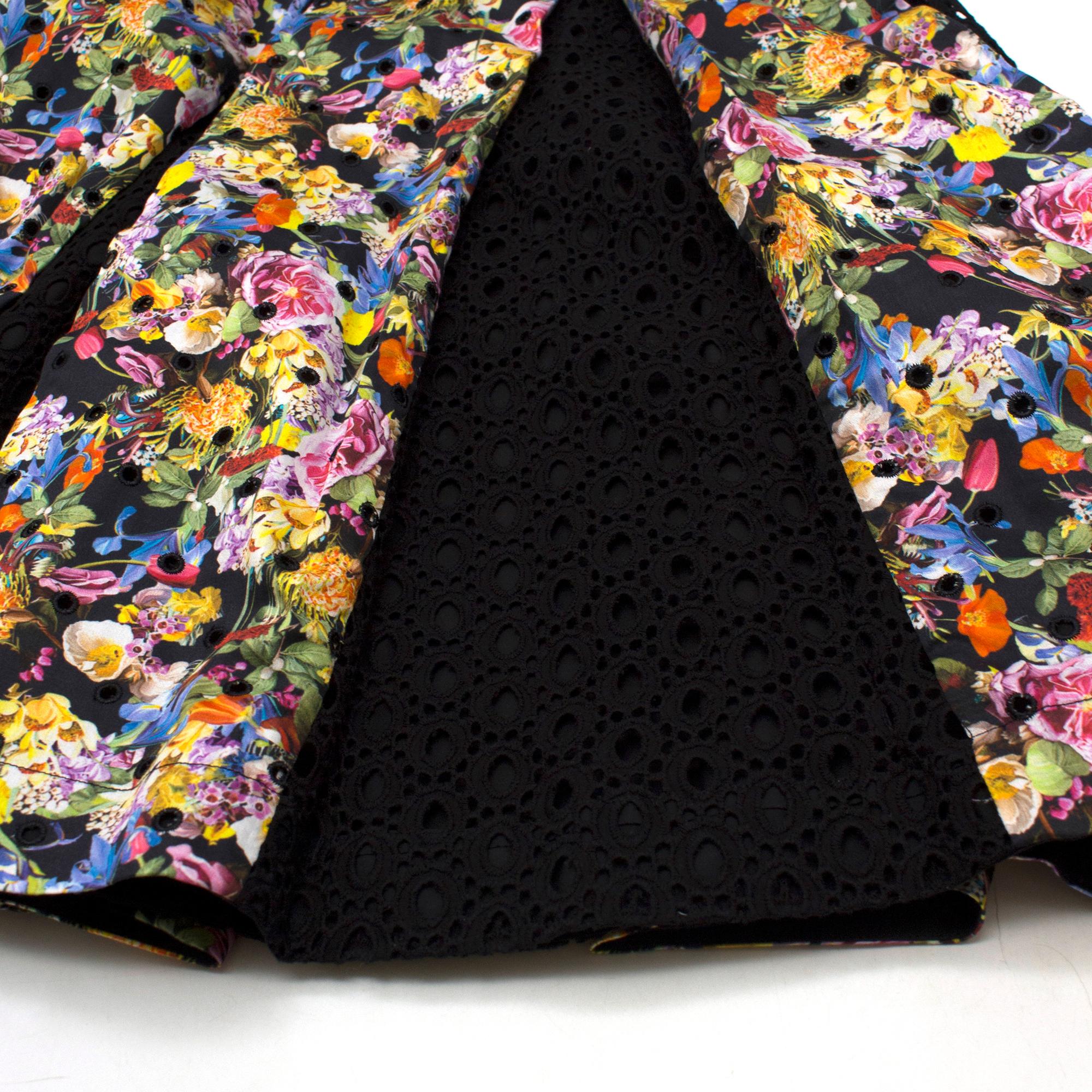 Mary Katrantzou Warley Floral Crochet Pleated Midi Skirt US 6 For Sale 2