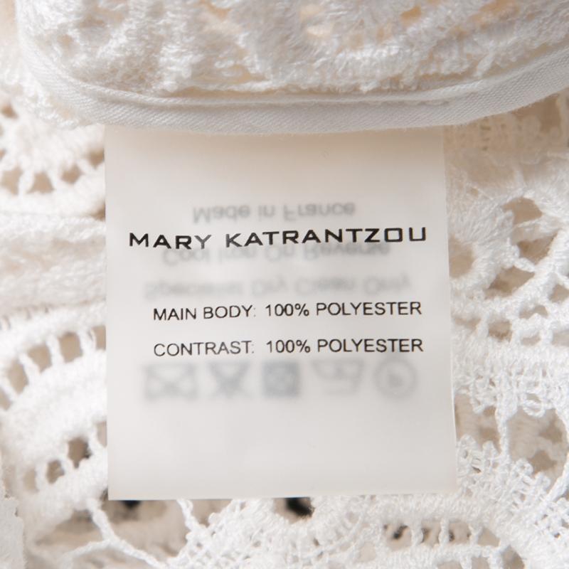 Mary Katrantzou White Paisley Guipure Lace Contrast Applique Birk Top M 1