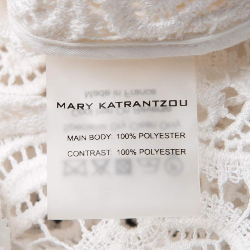 Mary Katrantzou White Paisley Guipure Lace Contrast Applique Birk Top M For Sale 2