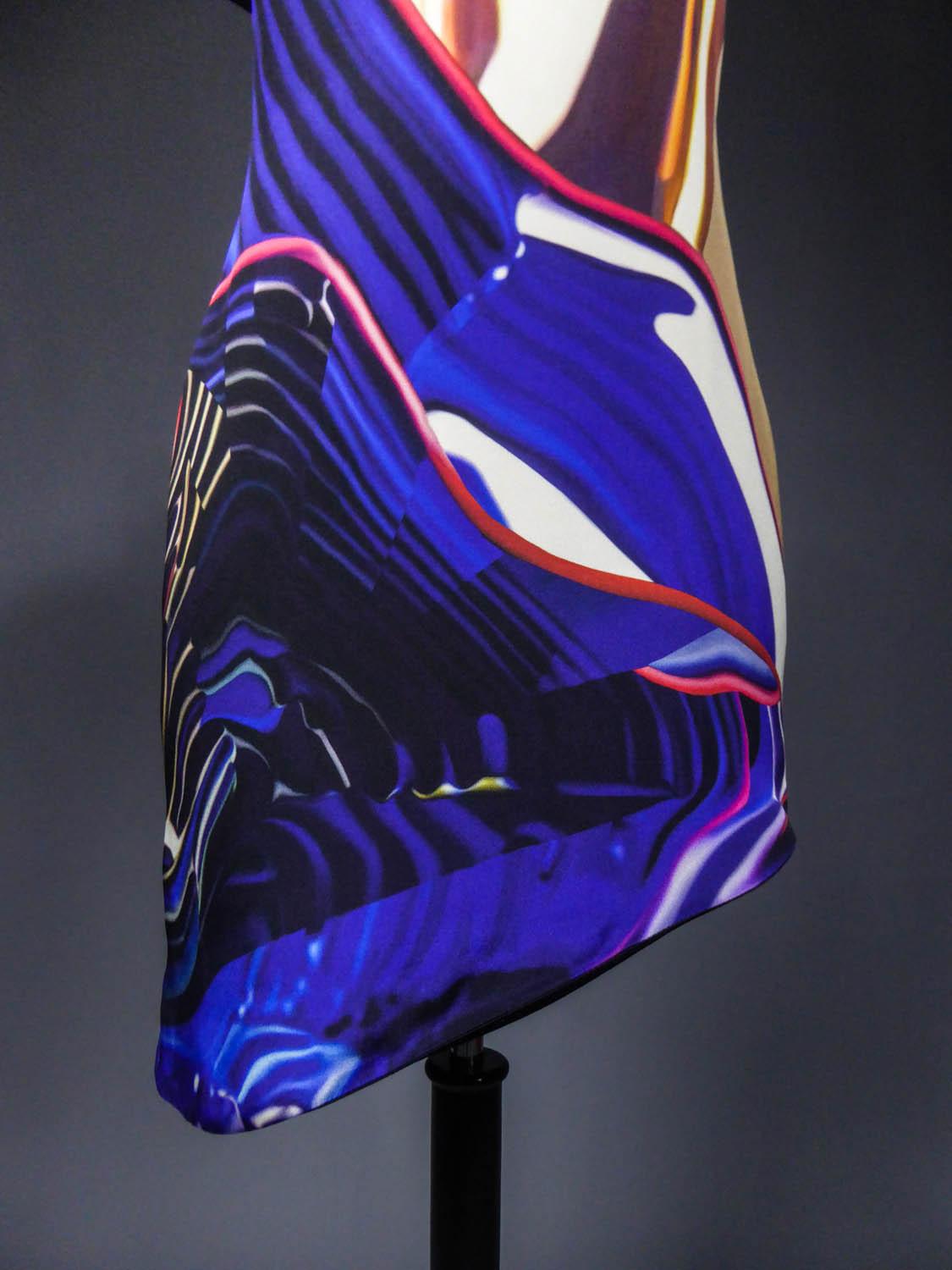Violet Mary Katranzou Robe asymétrique en soie imprimée Circa 2010 en vente