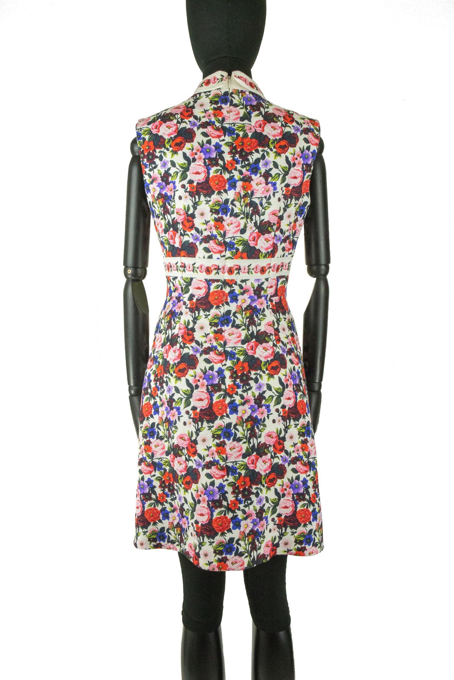 Yellow Mary Katrantzou Floral Patterned Skater Dress For Sale