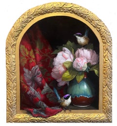 Peonies and Fairy Wrens