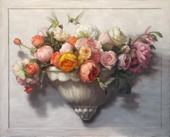 Wall Sconce with Roses and Peonies