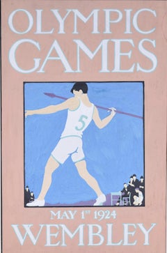 Olympic Games, May 1st 1924, Wembley, framed gouache by Mary Kenyan