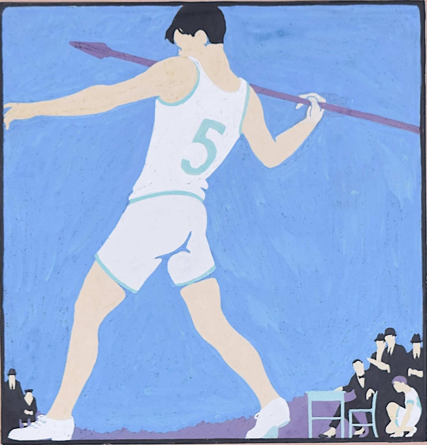 Olympic Games, May 1st 1924, Wembley, framed gouache by Mary Kenyan - Modern Painting by Mary Kenyan 