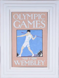 Olympic Games, May 1st 1924, Wembley, framed gouache by Mary Kenyan