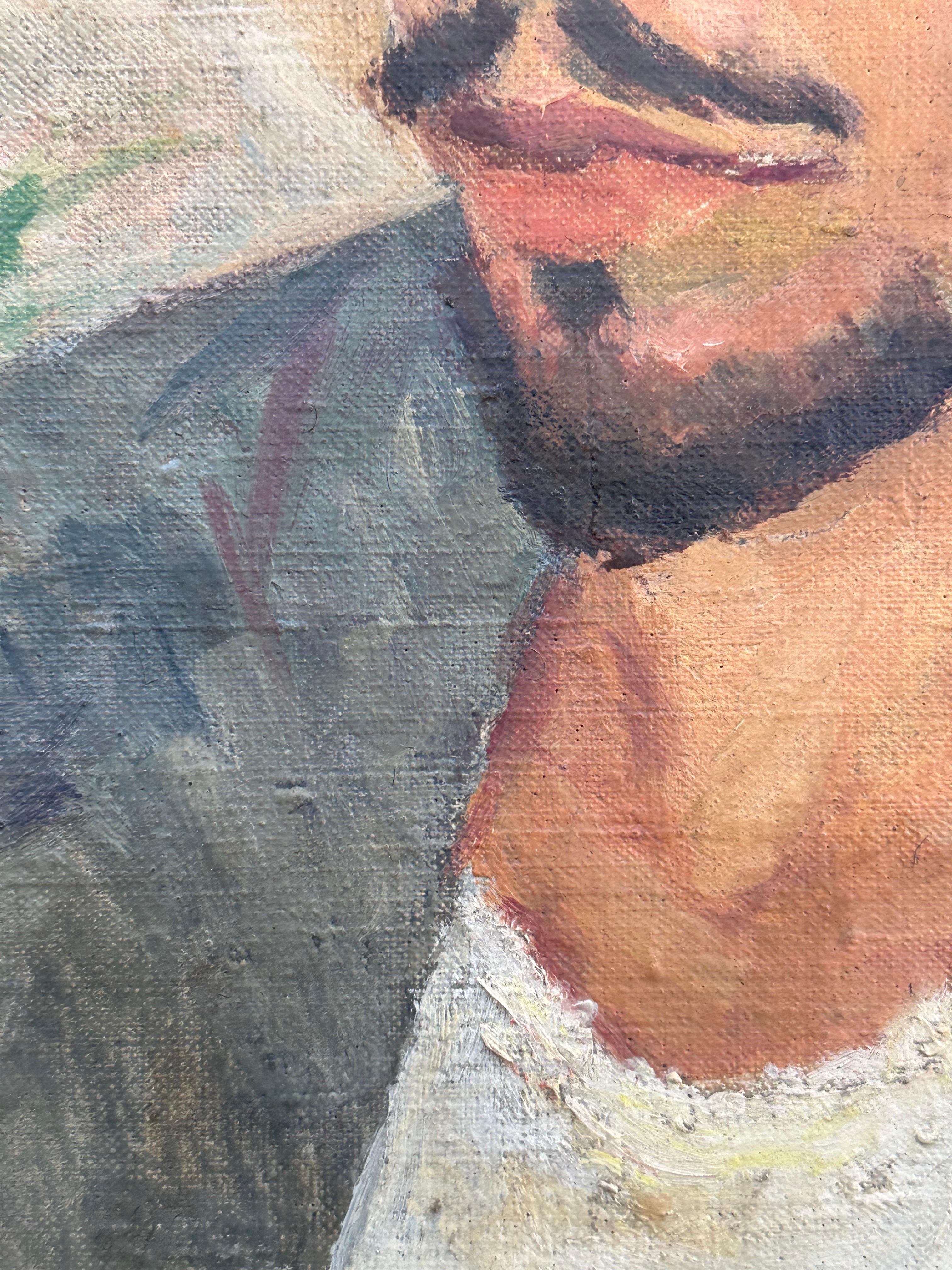 Retrato de un Beatnik Guapo - Painting Realista de Mary Kiisel Greenwood