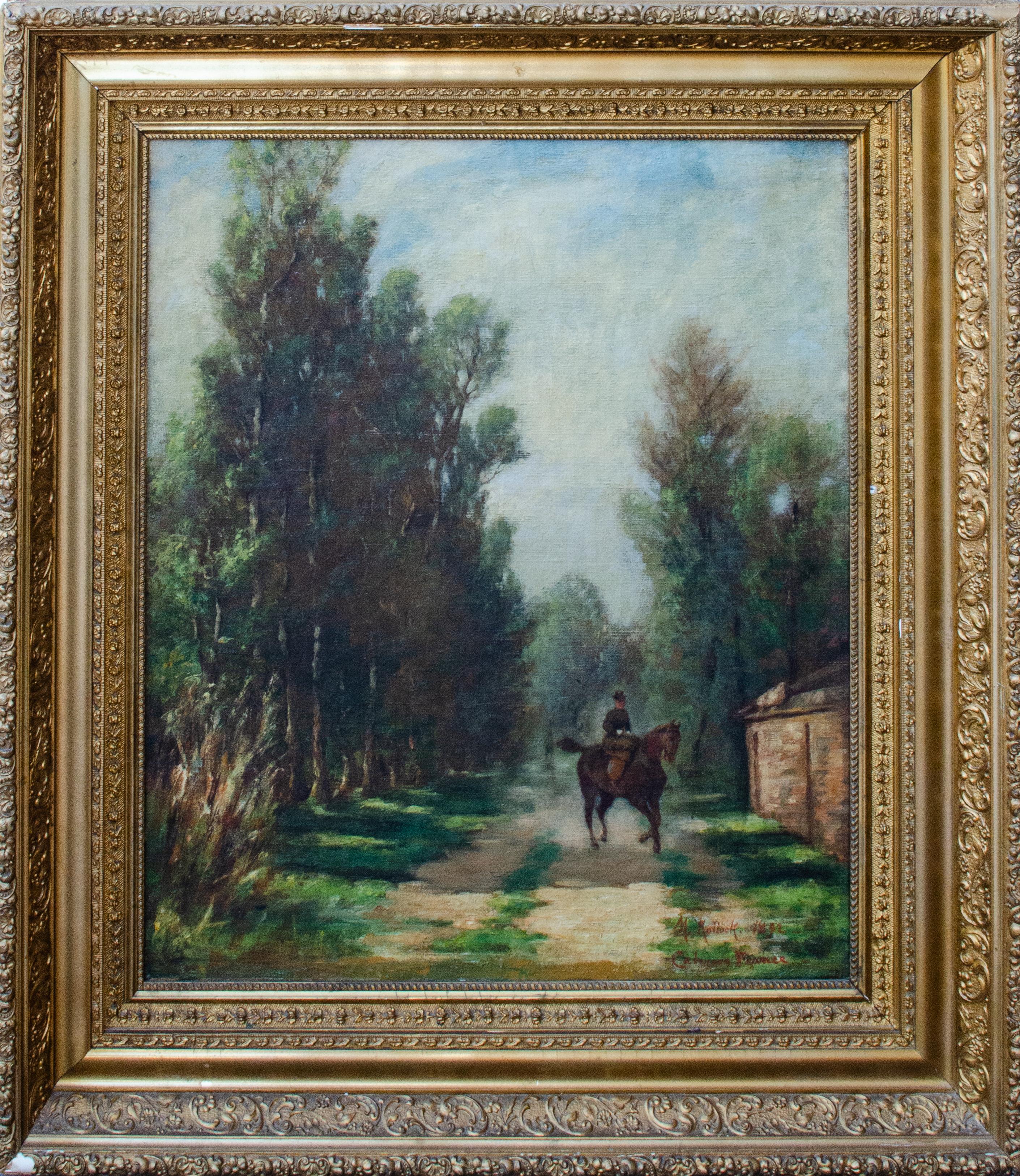 Mary Kollocks Waldgemälde zu Pferde, 1892 im Angebot 1