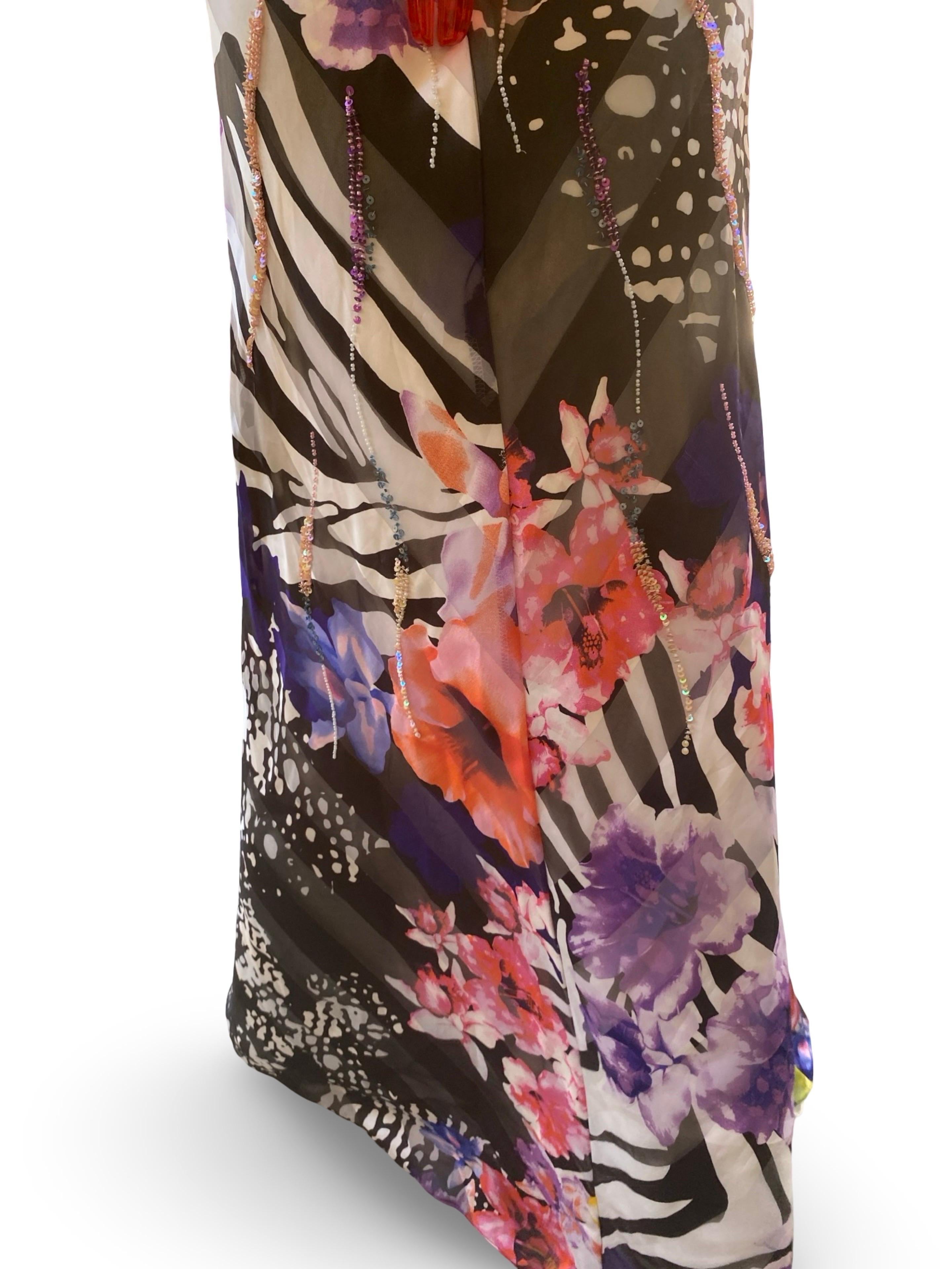 I.L.A. Couture Beaded Floral Ruched  Robe longue sans bretelles Taille 8 en vente 7