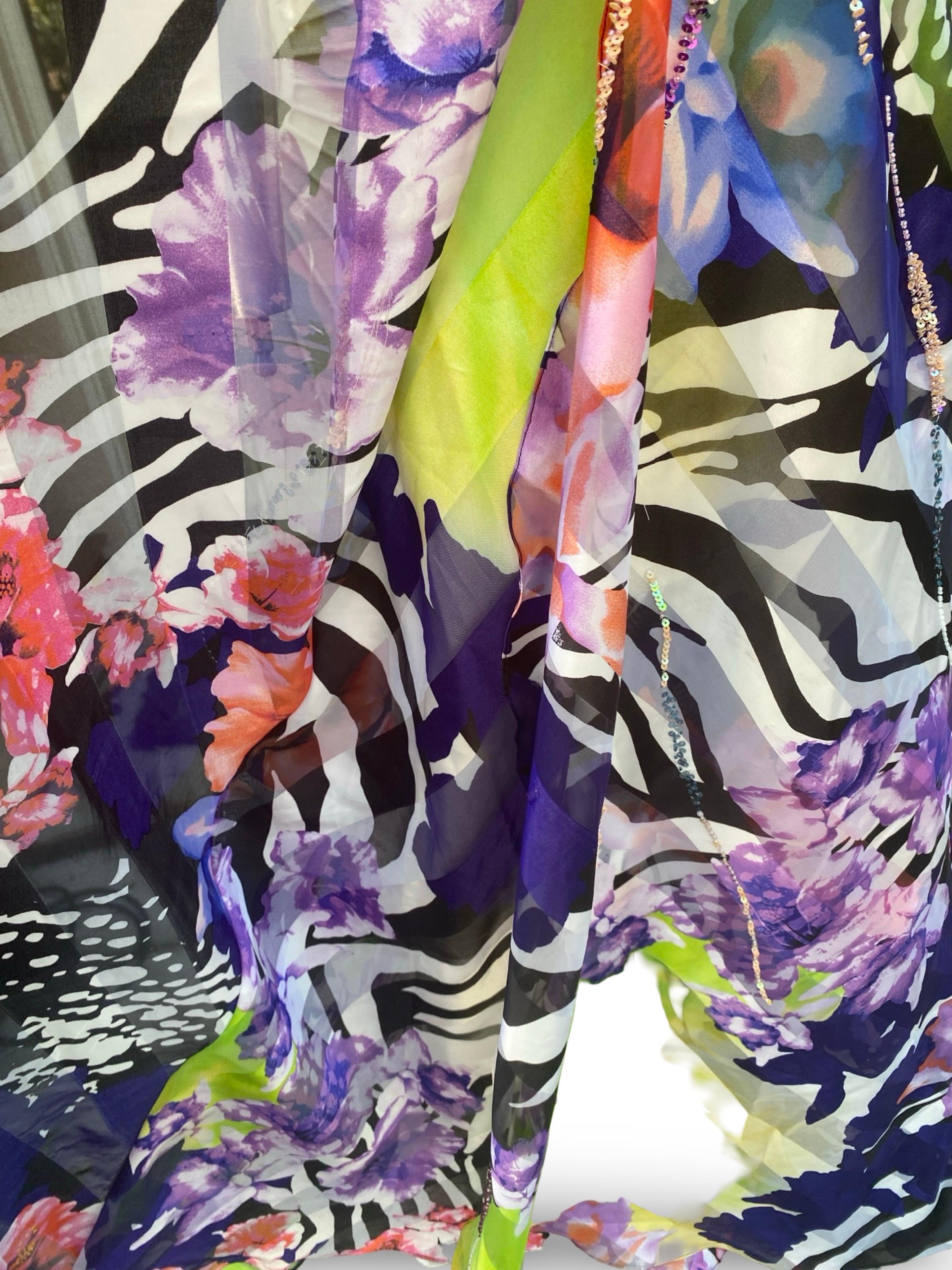 I.L.A. Couture Beaded Floral Ruched  Robe longue sans bretelles Taille 8 en vente 12