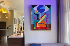 "Eye See You" tecnica mista acrilico e resina su legno