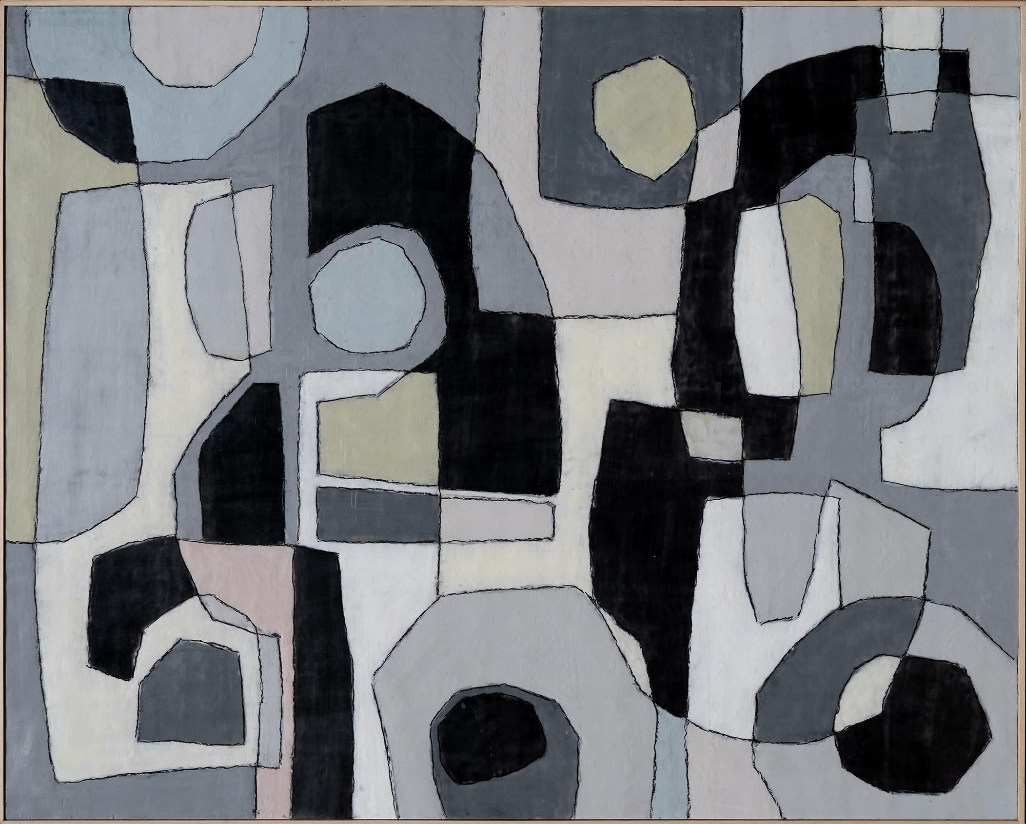 Mary Long Abstract Painting - Grayscale 1