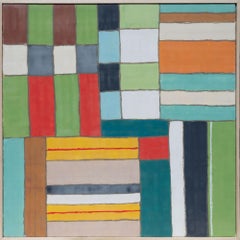 Stripe 10 Abstract Geometric Painting, Encaustic on Mixed Media, 2010+