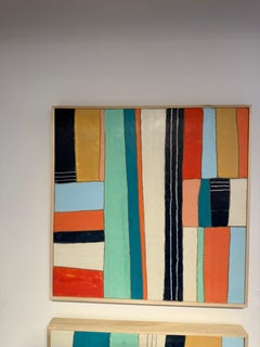 Stripe 11 Abstract Geometric Painting, Encaustic Mixed Media, 2010-