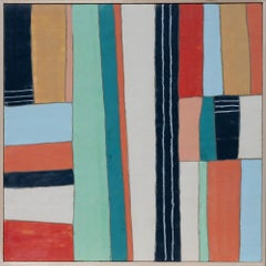 Stripe 11 Abstract Geometric Painting, Encaustic Mixed Media, 2010-