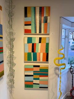 Stripe 12 Abstract Geometric Painting, Encaustic Mixed Media, 2010-