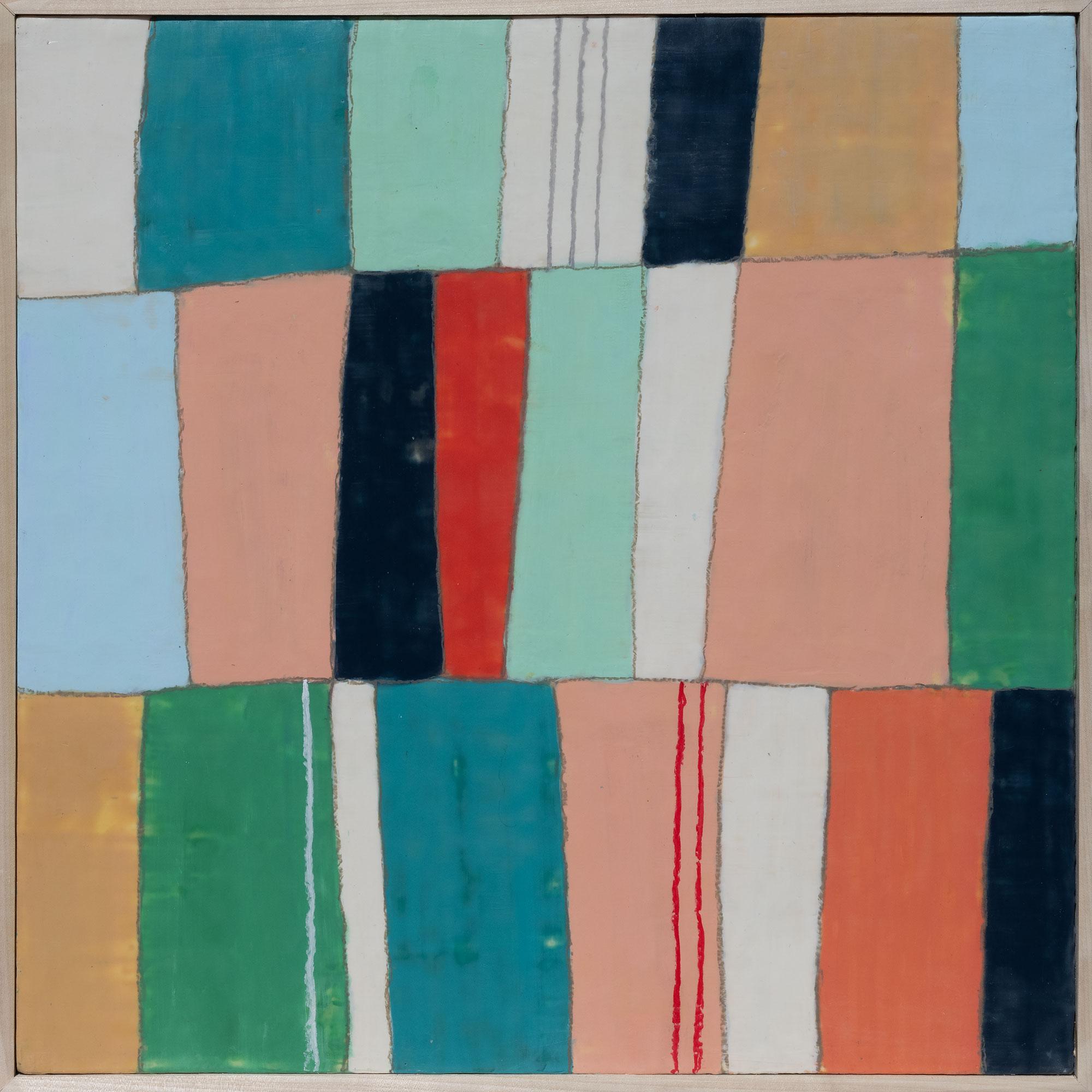 Mary Long Abstract Painting - Stripe 12 Abstract Geometric Painting, Encaustic Mixed Media, 2010-