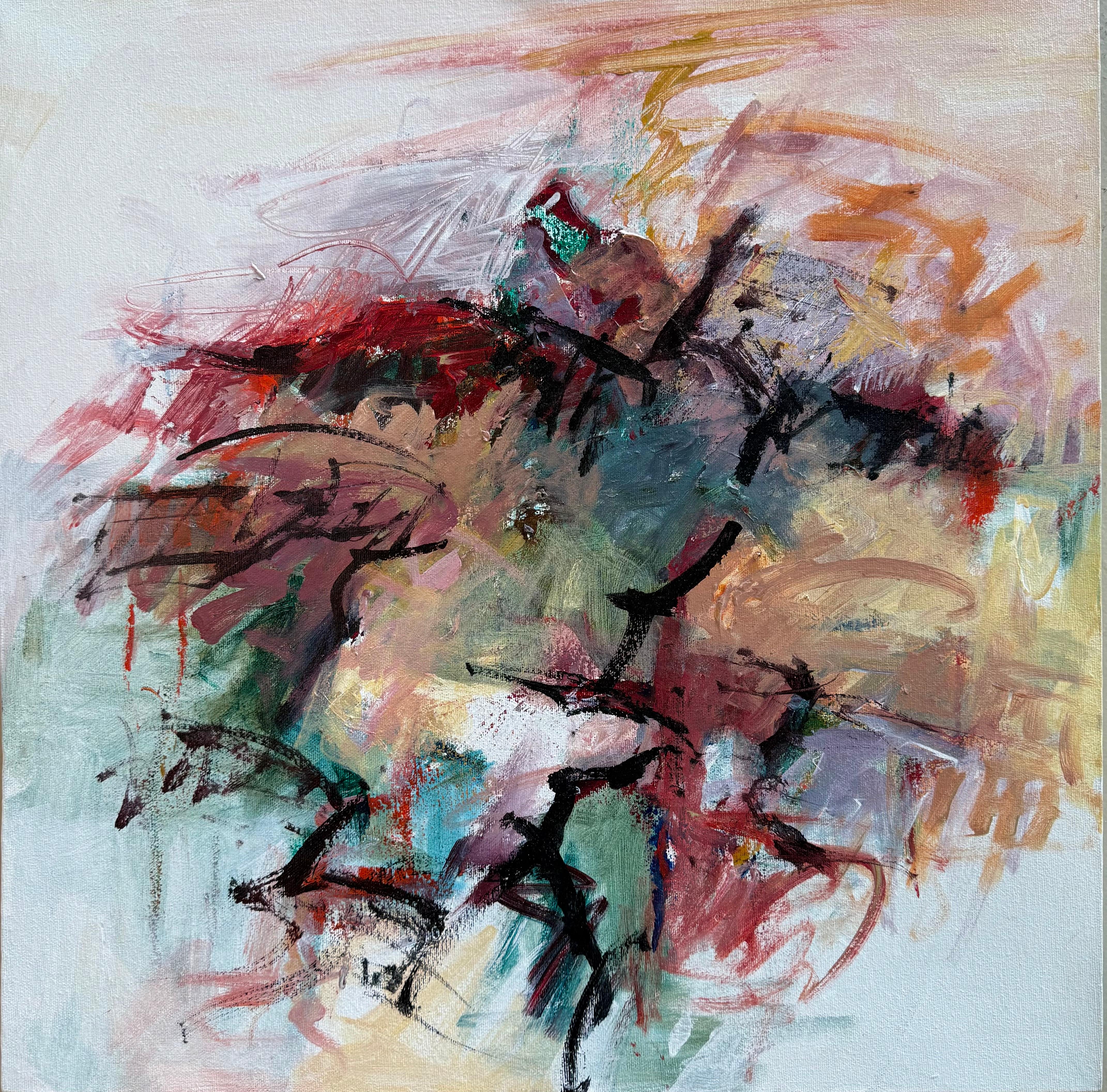 Abstract Painting Mary Lou Siefker - Acrylique sur toile intitulée "Been There Done That" ("Je l'ai fait, je l'ai fait")  20 x 20