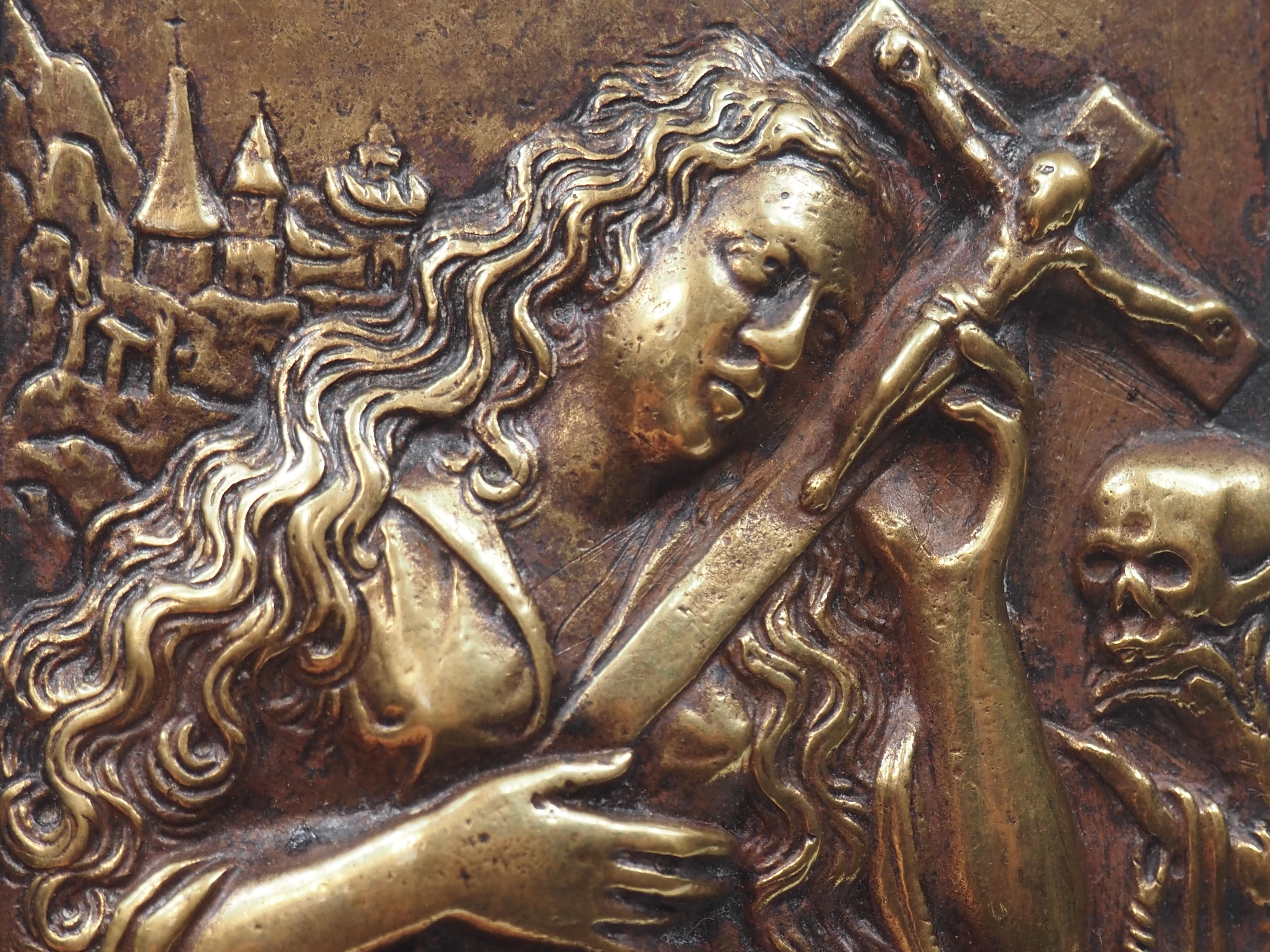 Mary Magdalene in Penitence, Cast bronze relief, 16th/17th century en vente 7