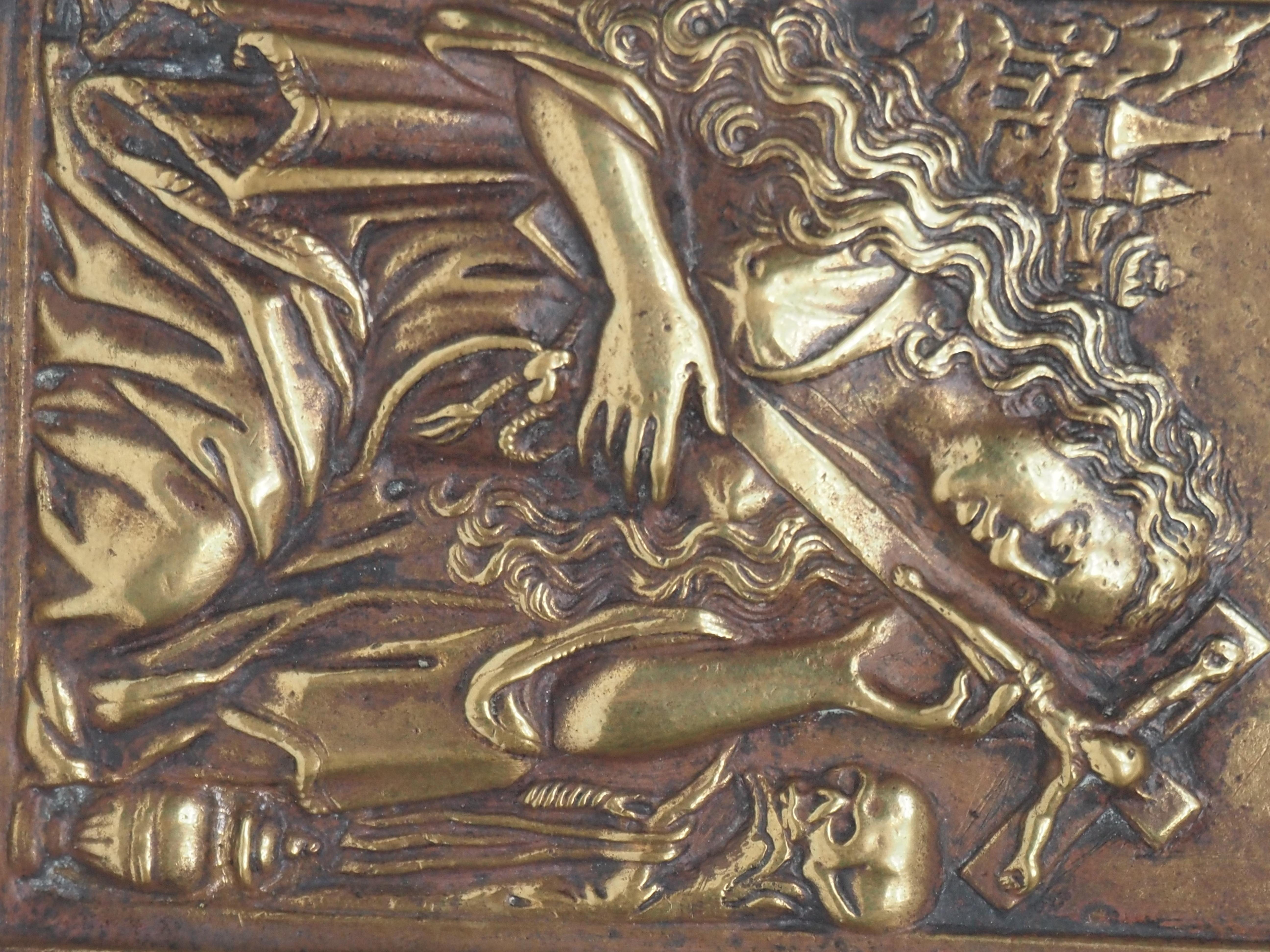 Bronze Mary Magdalene in Penitence, Cast bronze relief, 16th/17th century en vente