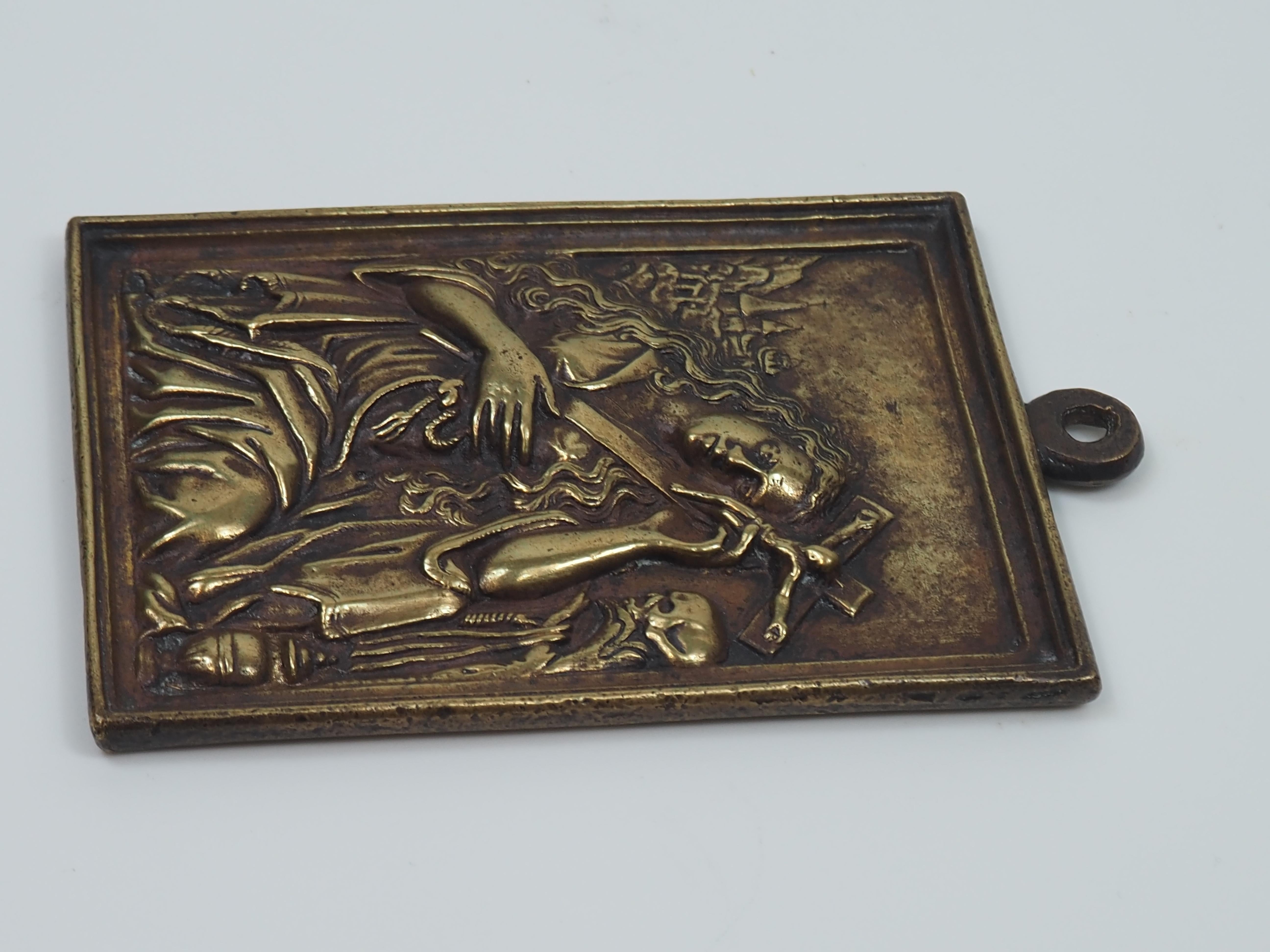 Mary Magdalene in Penitence, Cast bronze relief, 16th/17th century en vente 3