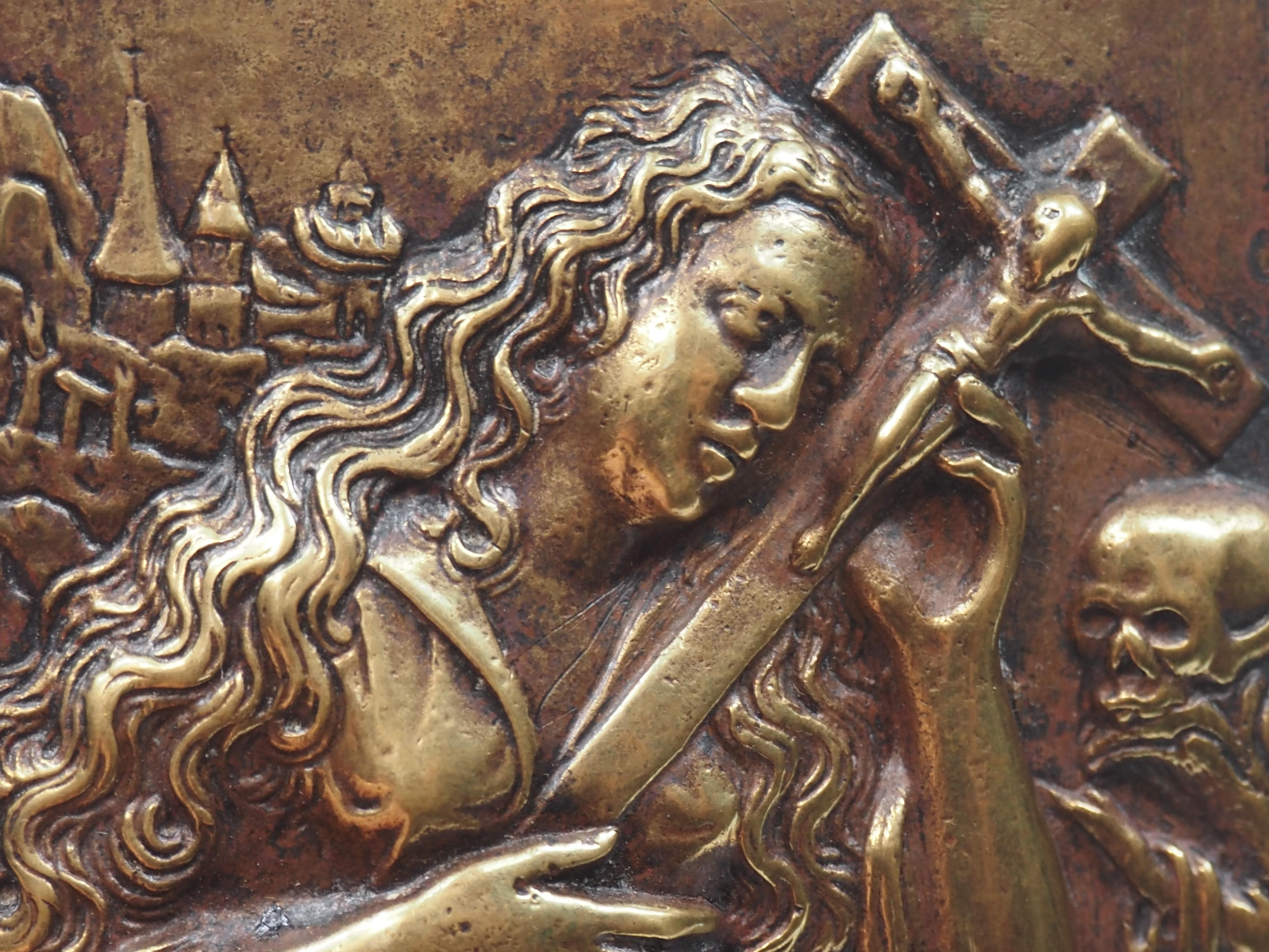 Mary Magdalene in Penitence, Cast bronze relief, 16th/17th century en vente 4
