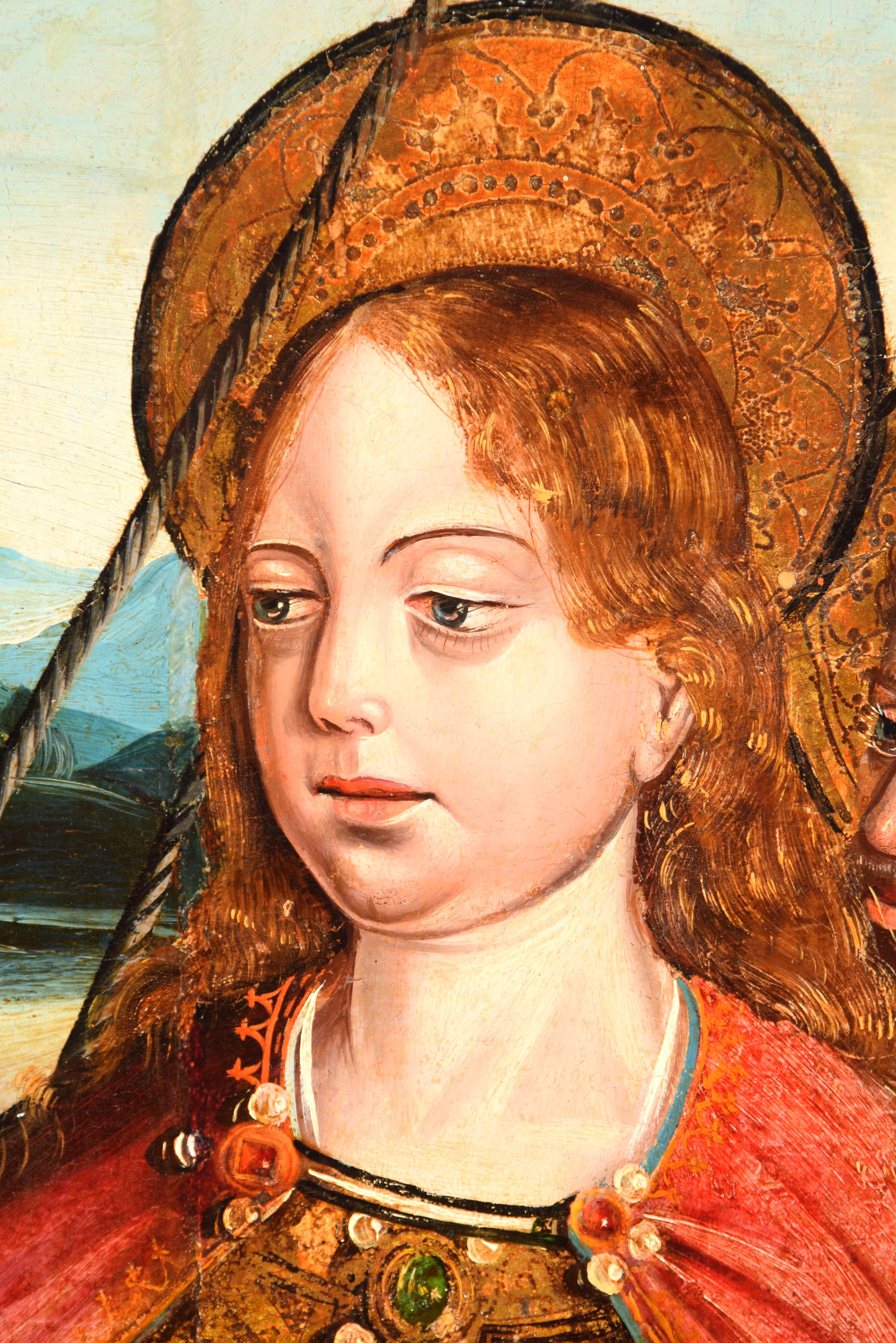 Gothic Mary Magdalene on her way to Marseille. Castilian school, 15th century. For Sale