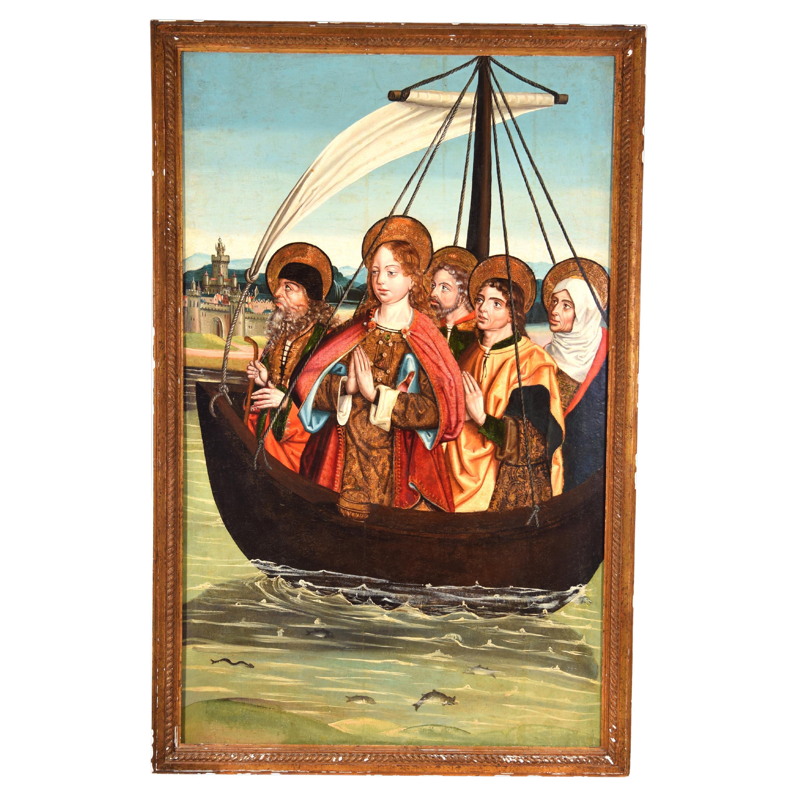 Mary Magdalene on her way to Marseille. Castilian school, 15th century. For Sale