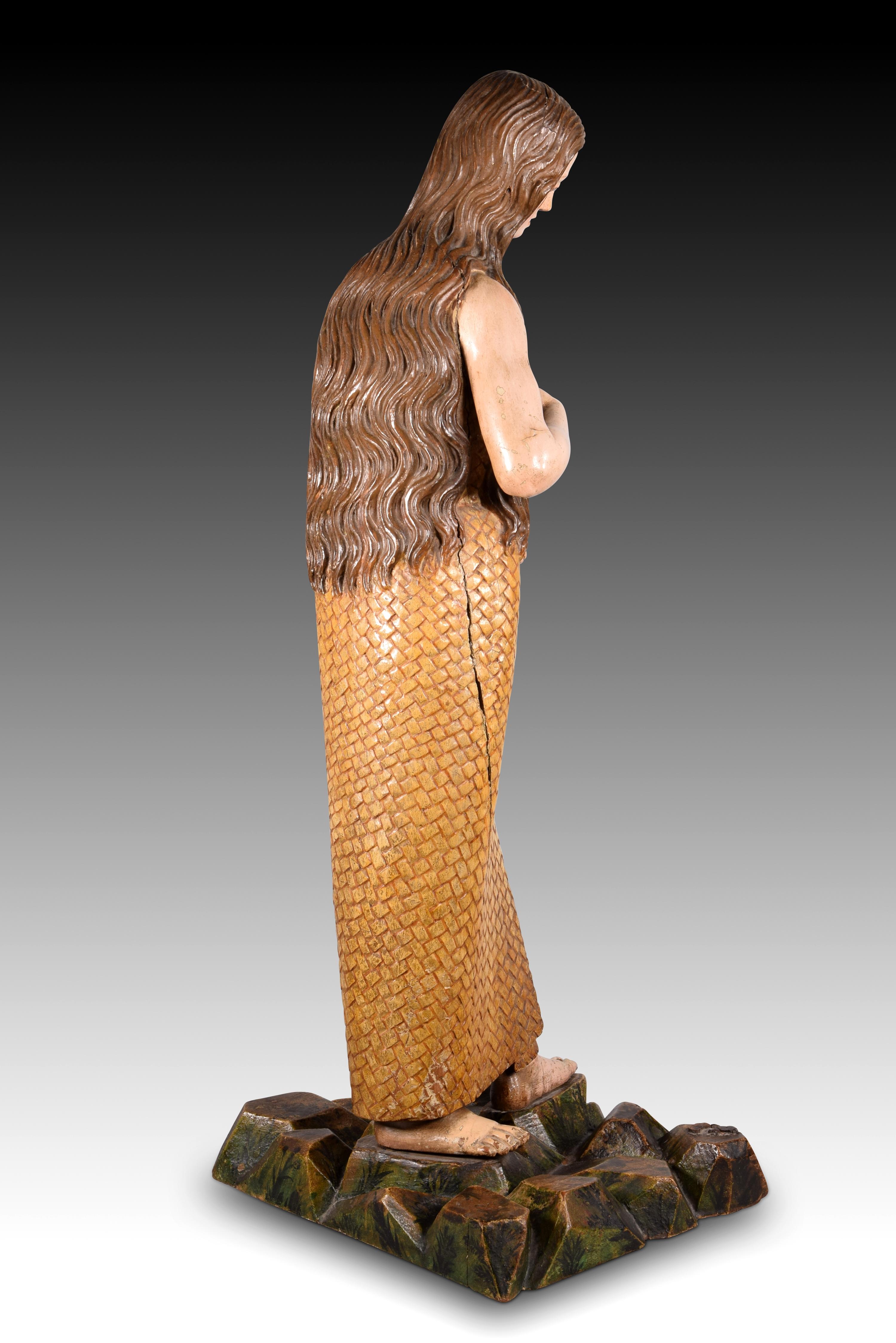 Mary Magdalene, Polychromed Wood, Spain, Ca Late 17th C, after Pedro de Mena 2