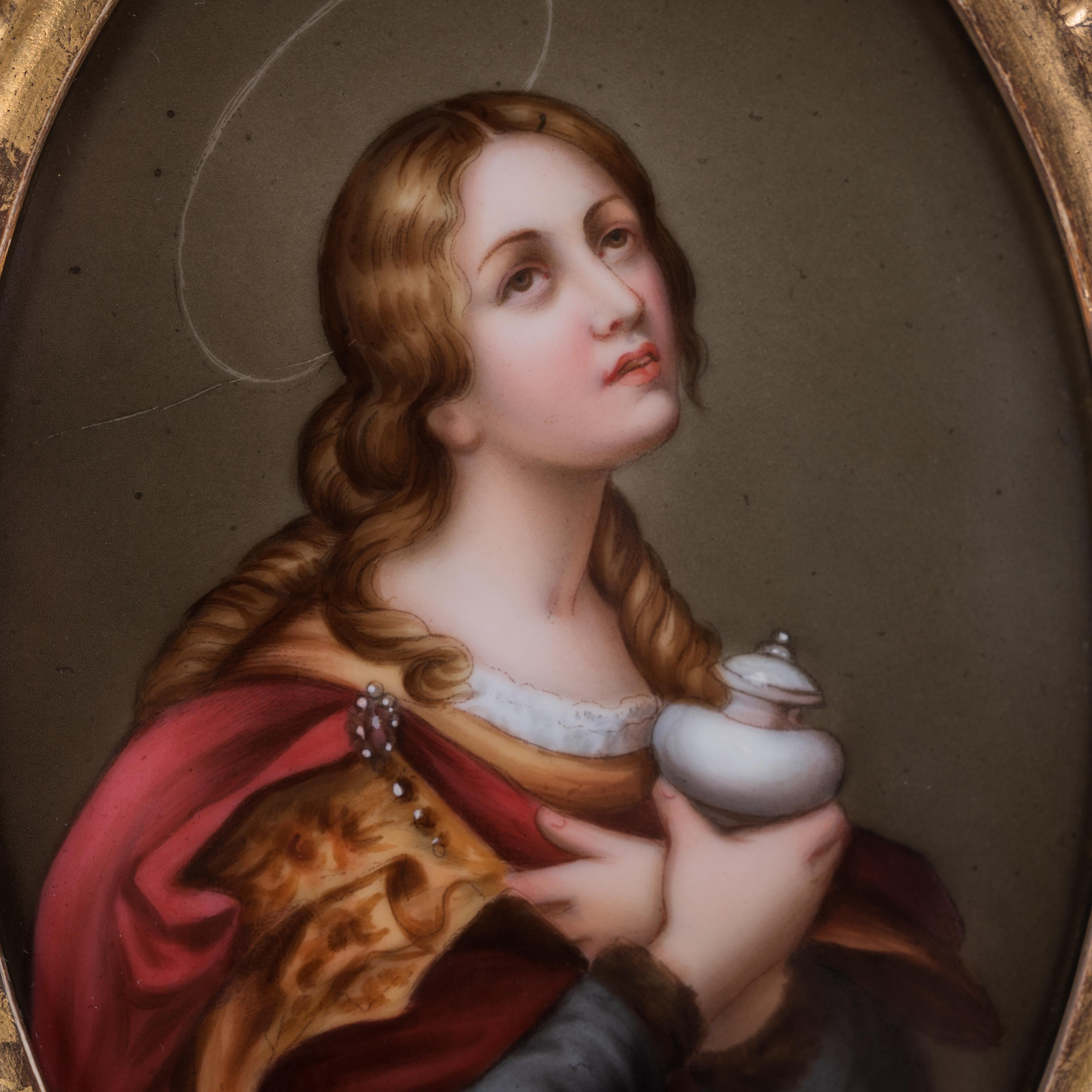 Altro Targa in porcellana Maria Maddalena di Angiolo Valdinoci, dopo Carlo Dolci, 1902