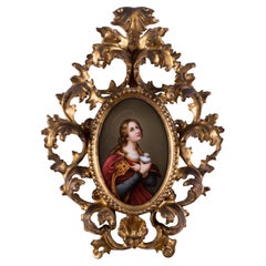 Mary Magdalene Porcelain Plaque by Angiolo Valdinoci, after Carlo Dolci, 1902