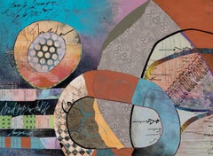"Treble", Contemporary, Geometric, Earth Tones, Mixed Media Collage