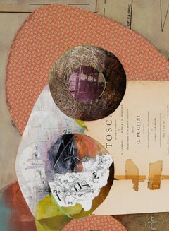 "Tres in Unum", Contemporary, Geometric, Earth Tones, Mixed Media Collage