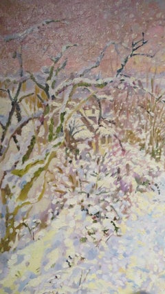 MARY MARTIN (1951-) Large Post Impressionist Cornish Winter Oil Painting SNOW