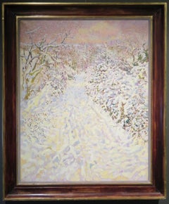MARY MARTIN (1951-) Large Post Impressionist Cornish Winter Oil Painting SNOW 
