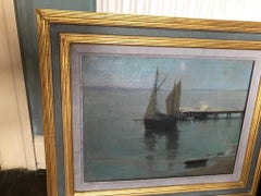 St Ives School Twentieth Century  view of Pier at St Ives Cornwall, Oil Painting