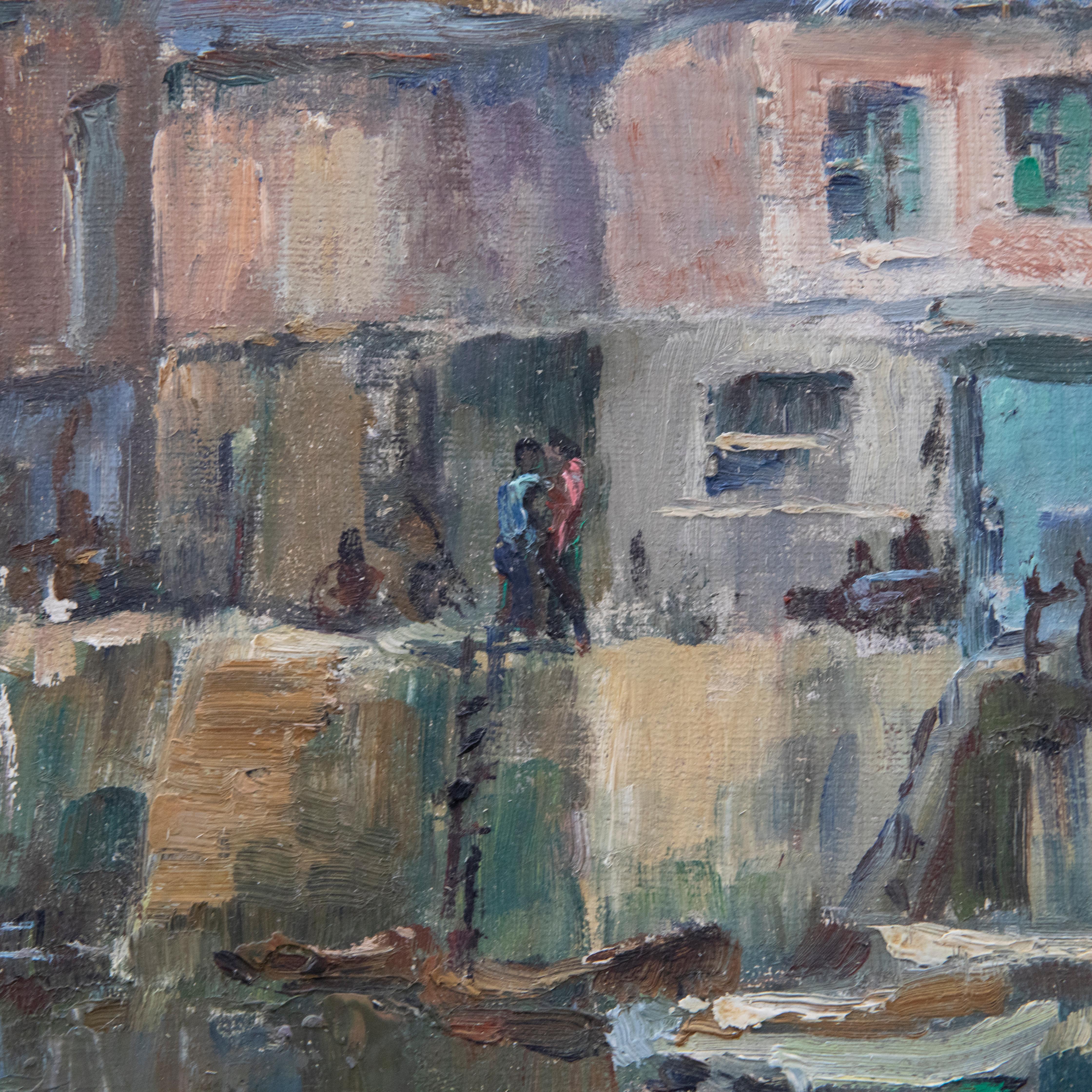 Stile di Mary McCrossan (1865-1934) - Olio del 20° secolo, Guardando il porto 3