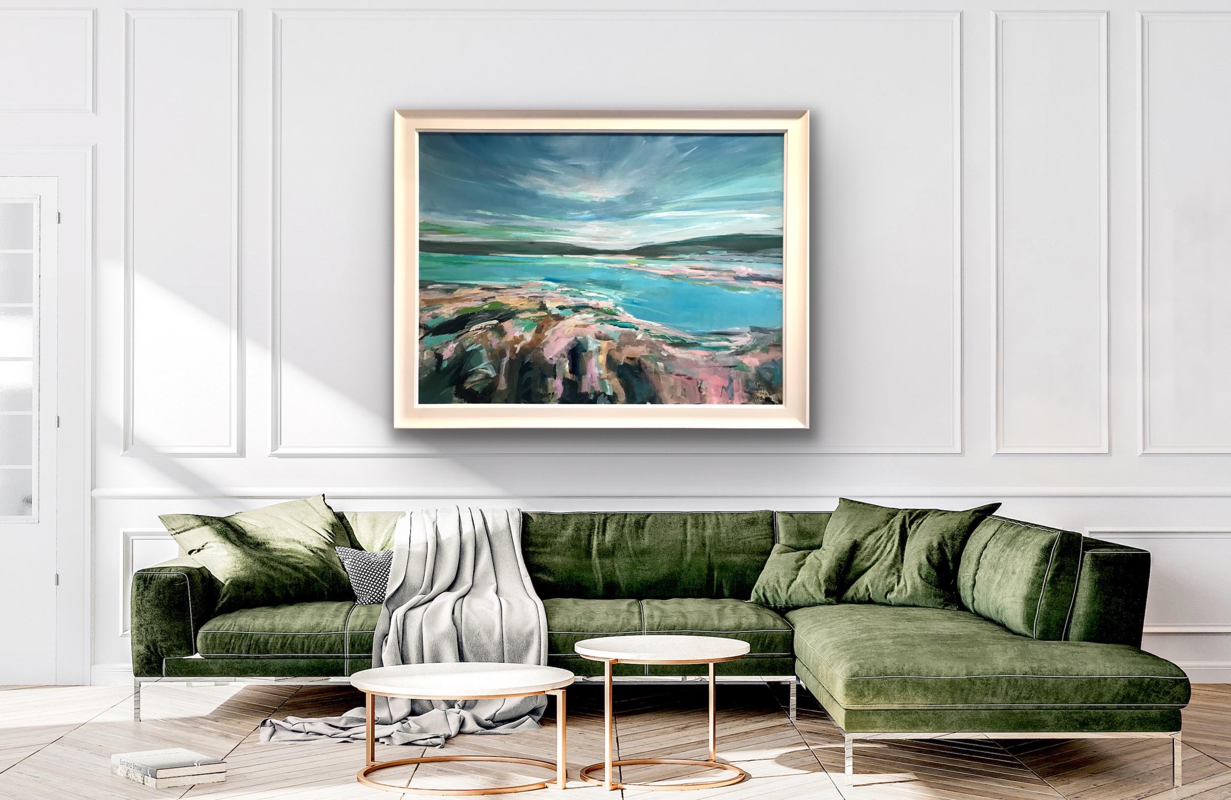 Whispering Sky, River Clyde, Scotland, Original painting, Seascape, Contemporary - Painting de Mary McDonald