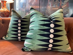Mary McDonald for Schumacher's " Backgammon Cut Velvet" in Green Pillows- A 22'