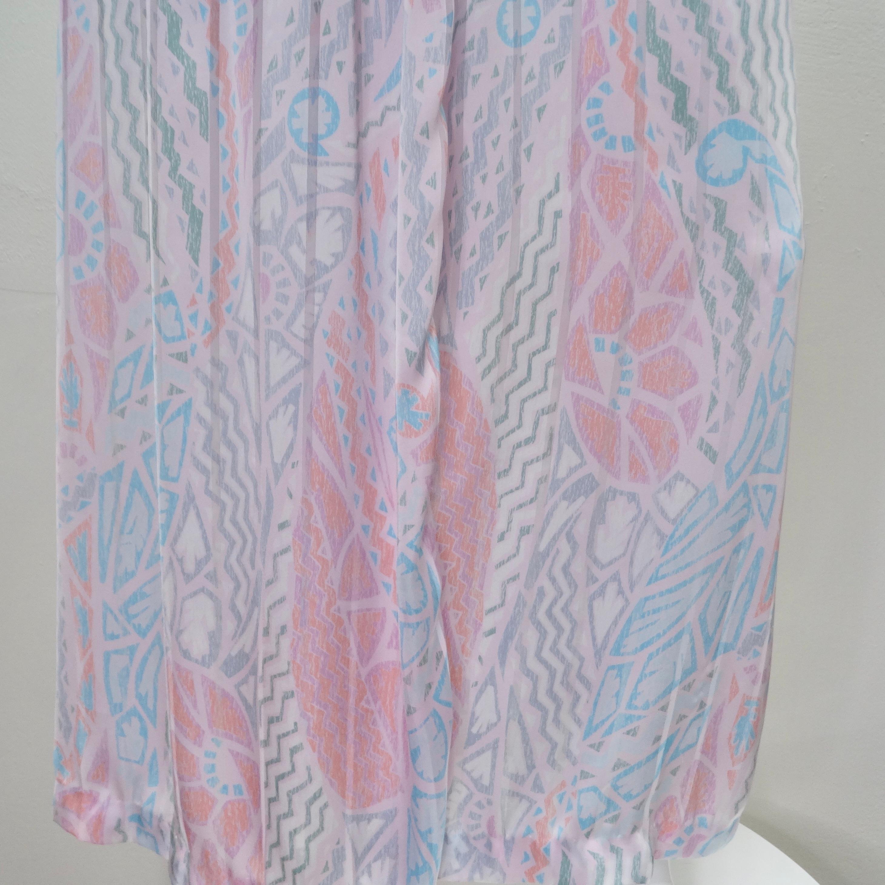 Mary Mcfadden 1980s Printed Robe In Good Condition In Scottsdale, AZ
