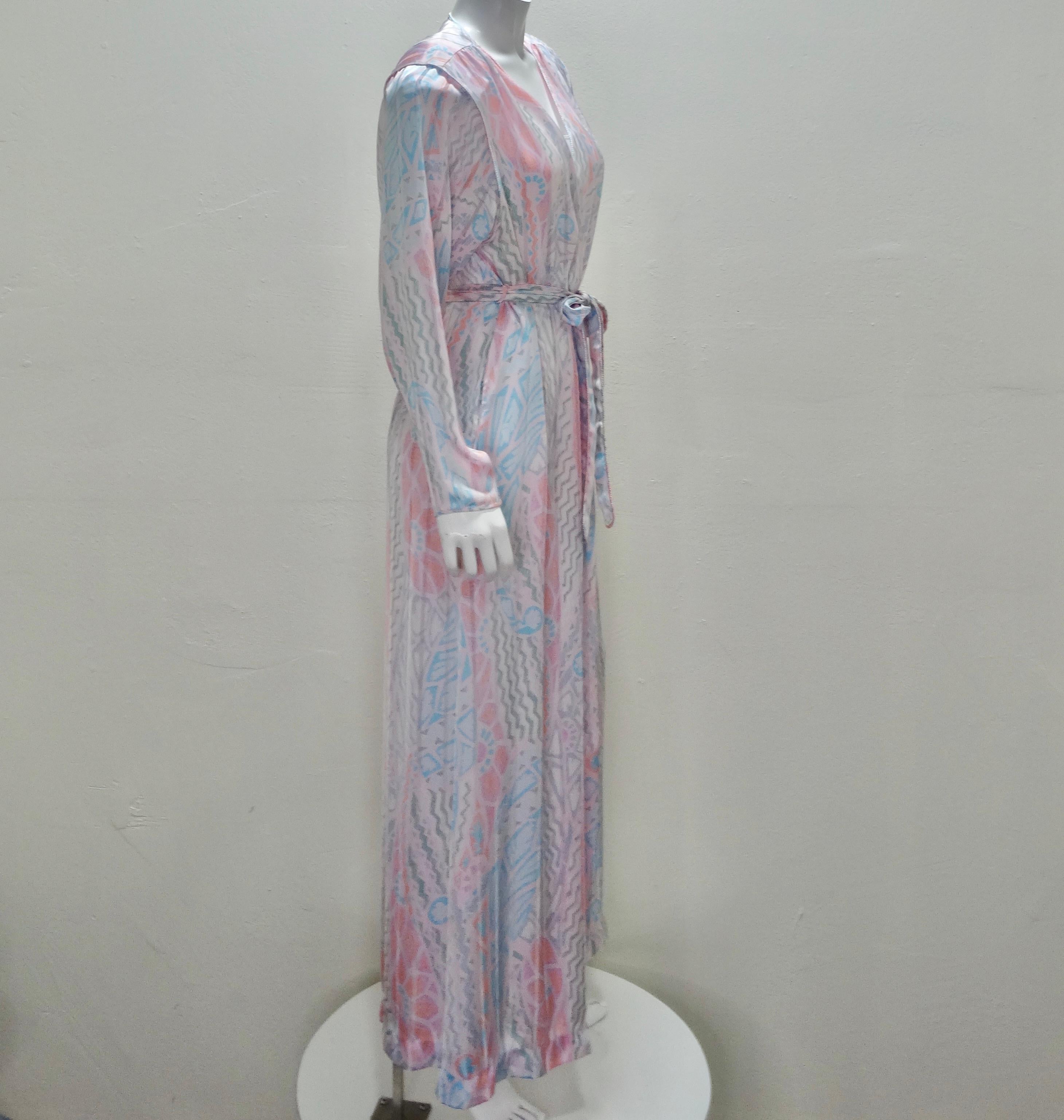 Women's or Men's Mary Mcfadden 1980s Printed Robe For Sale
