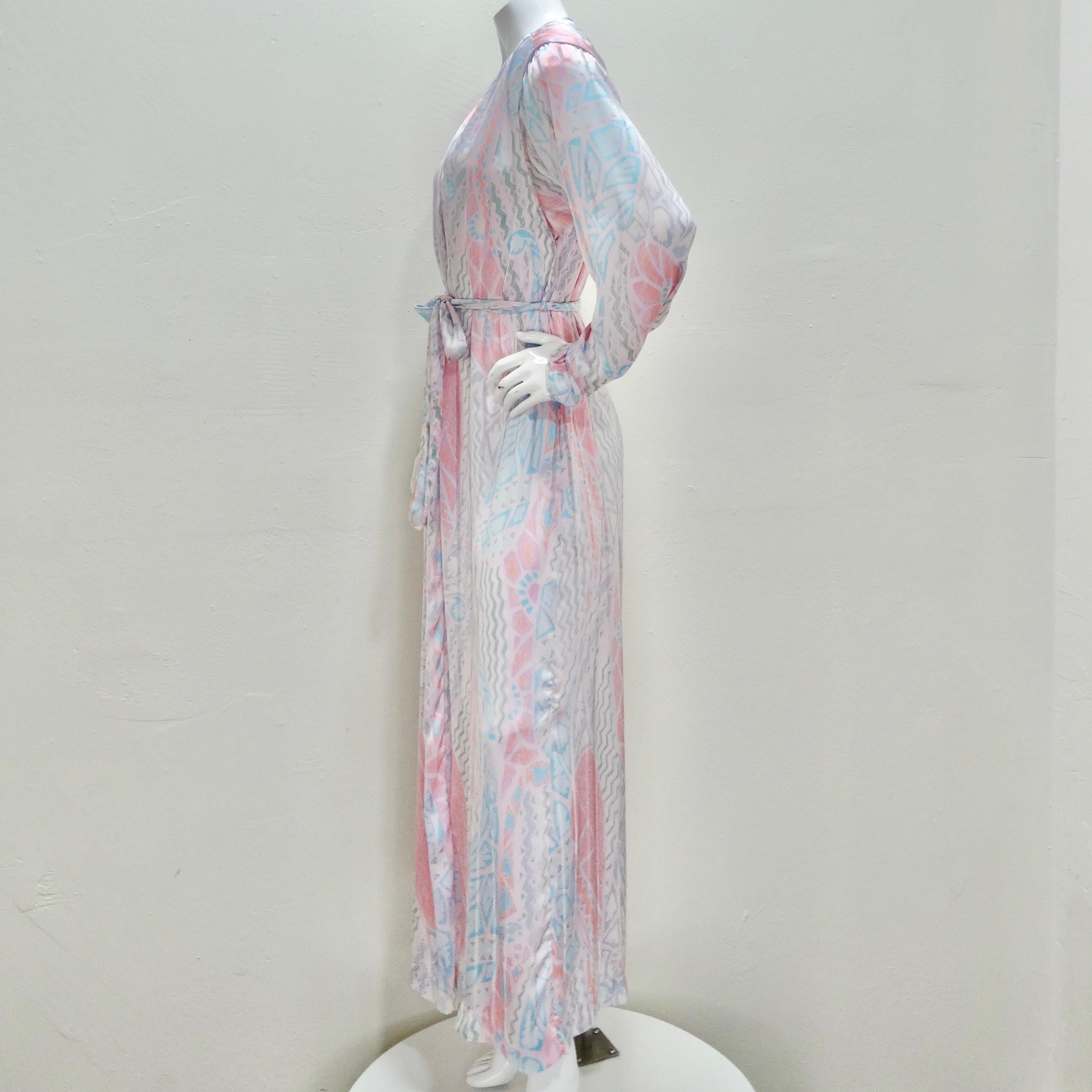 Mary Mcfadden 1980s Printed Robe For Sale 3