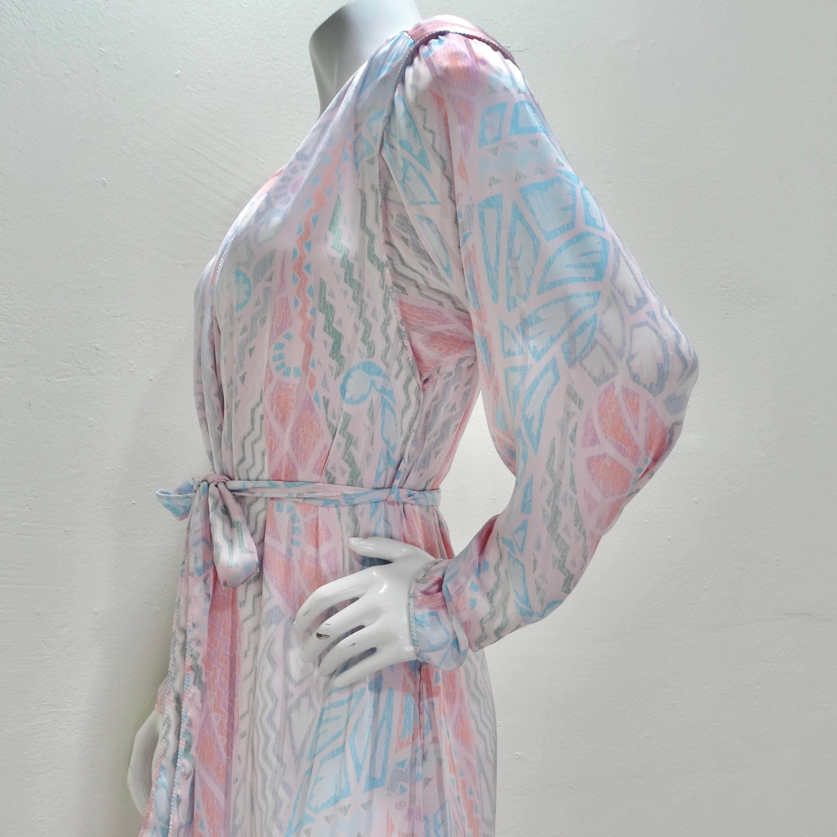 Mary Mcfadden 1980s Printed Robe For Sale 4