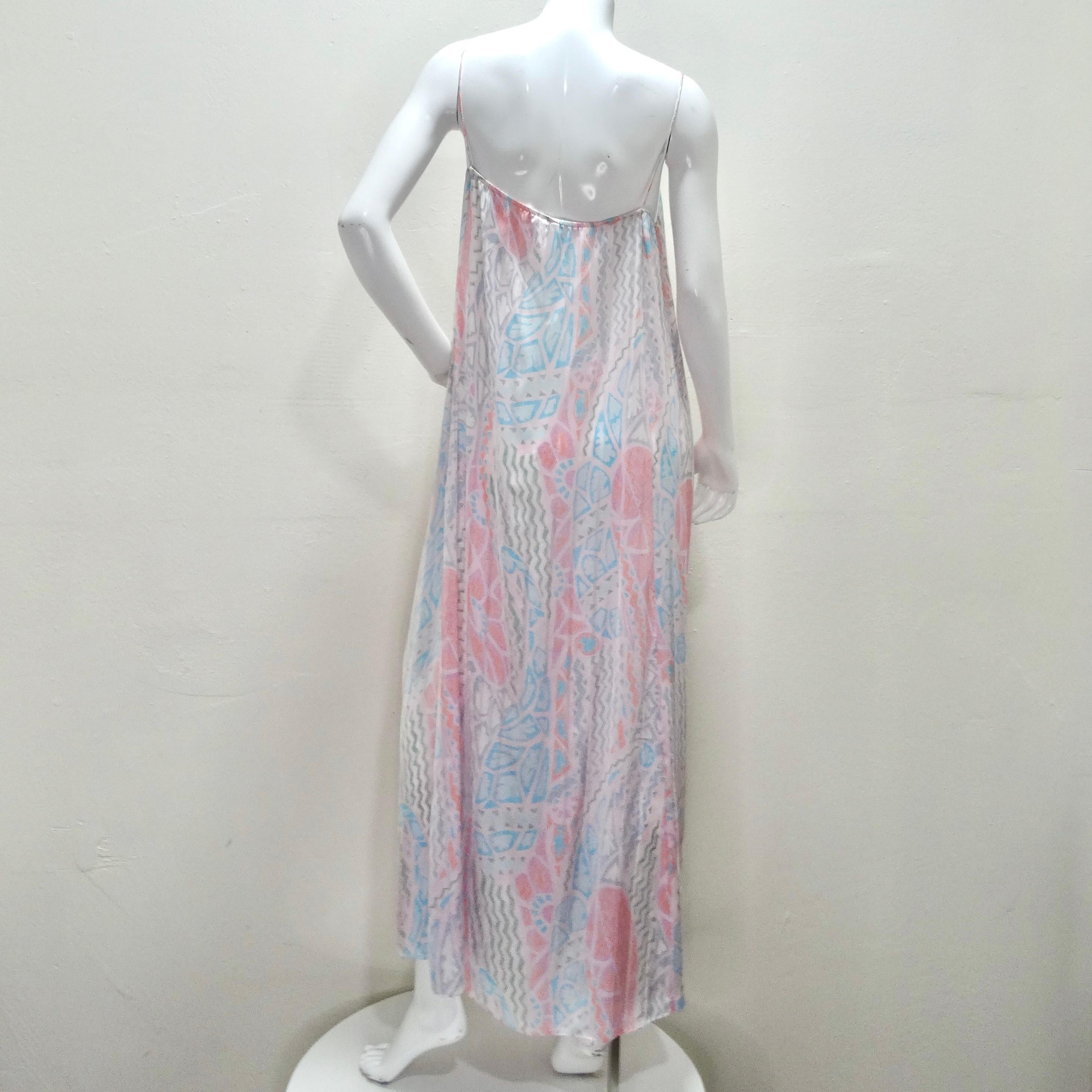 Mary McFadden 1980s Printed Slip Dress For Sale 1