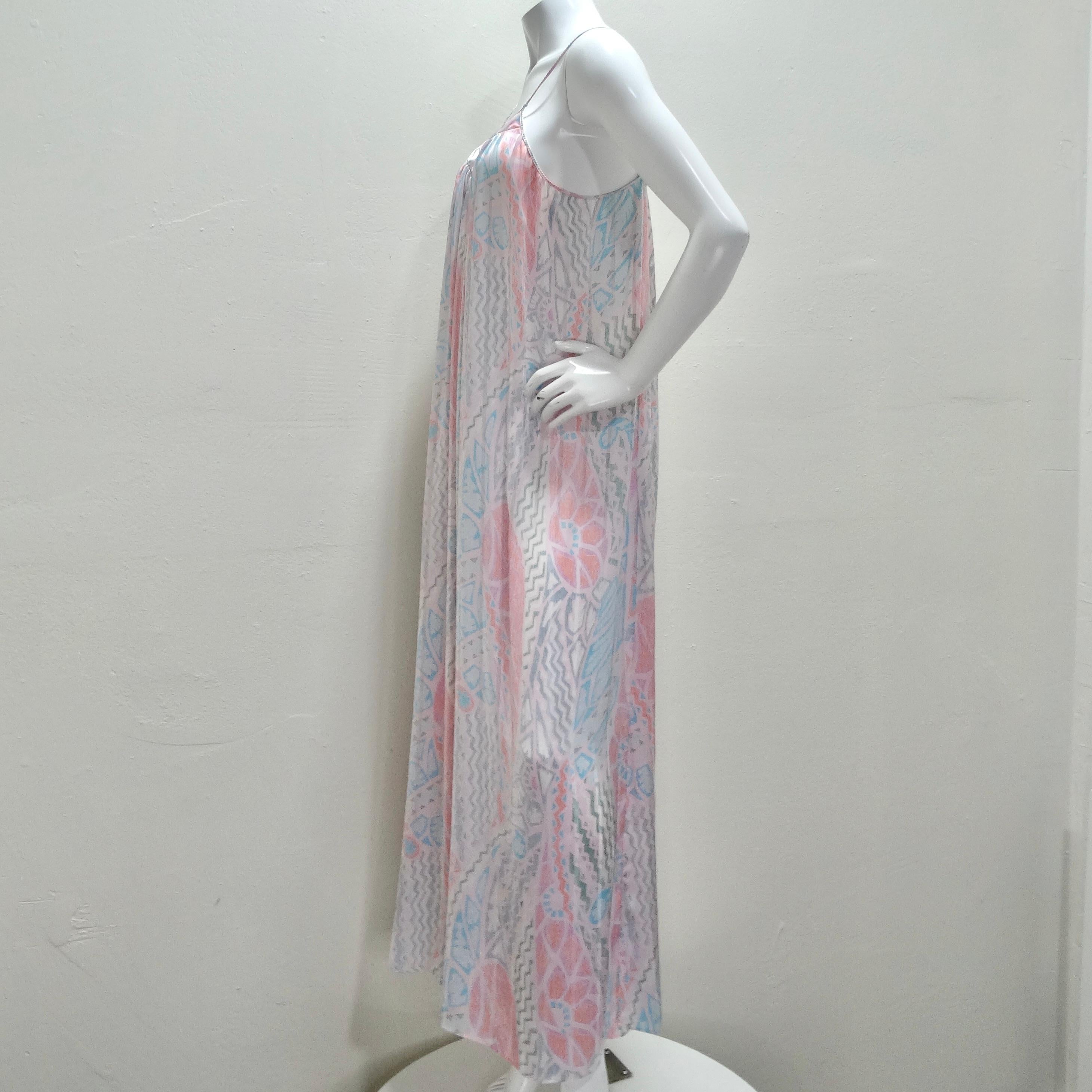 Mary McFadden 1980s Printed Slip Dress 2