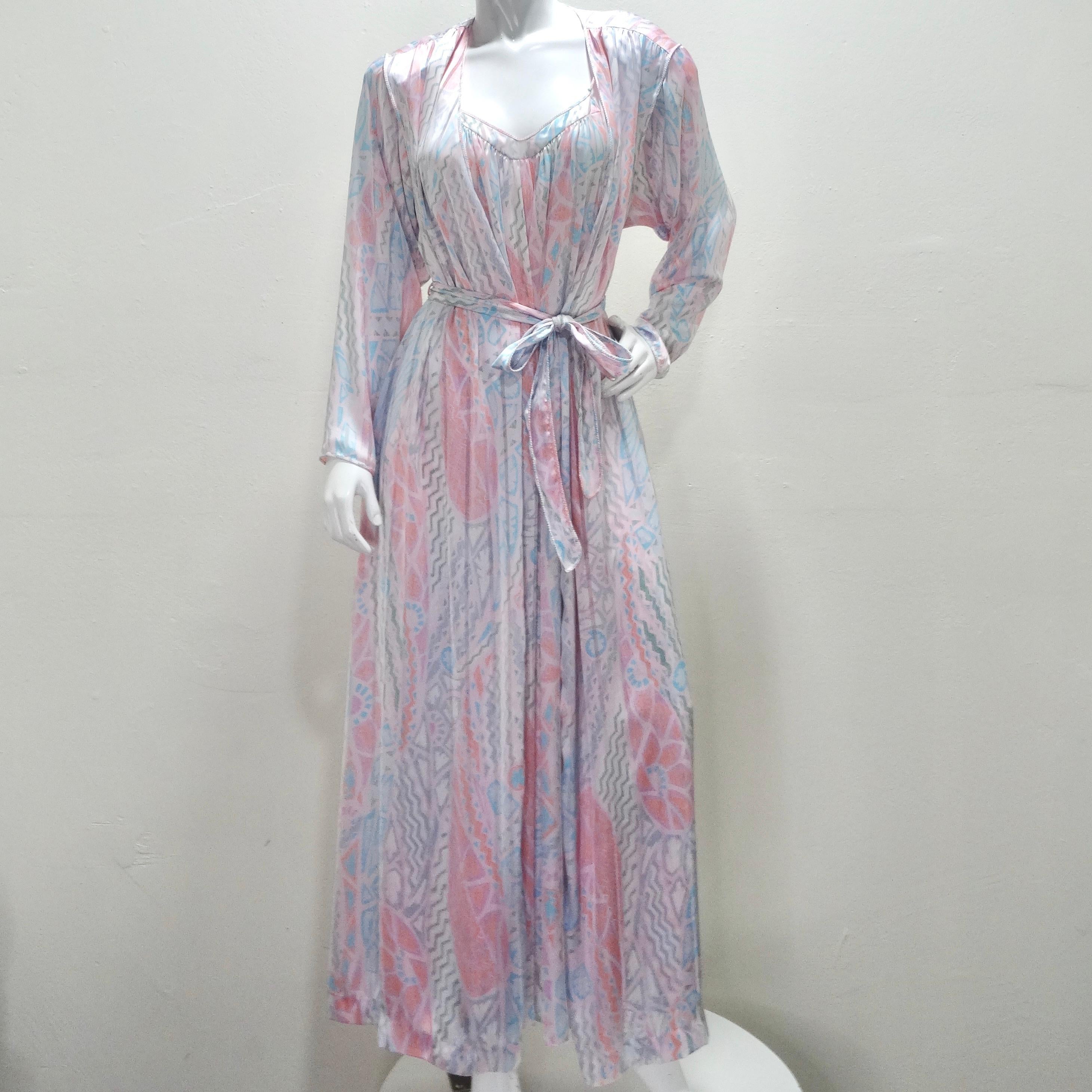 Mary McFadden 1980s Printed Slip Dress For Sale 3