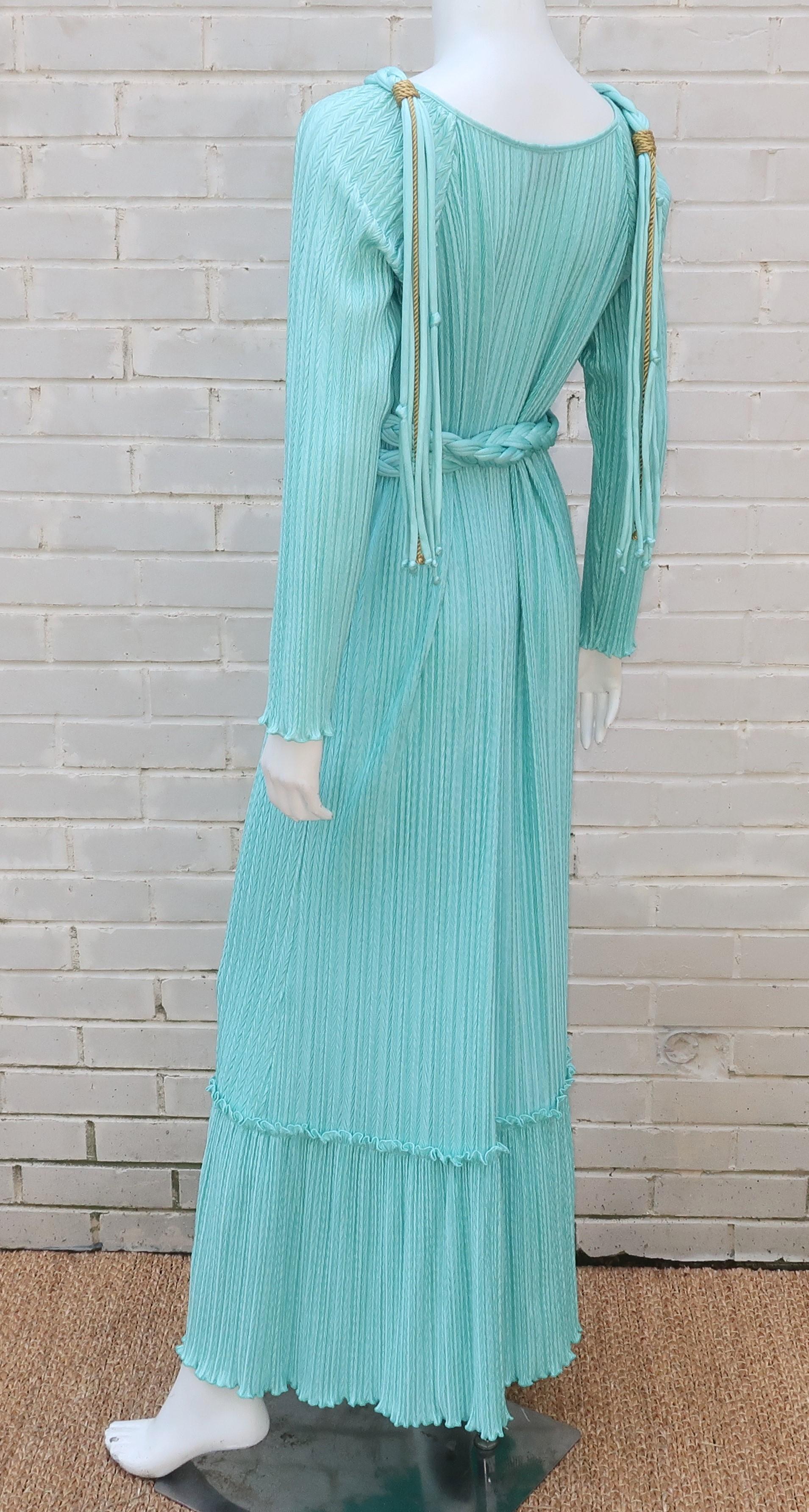 Mary McFadden Aqua Goddess Dress 6