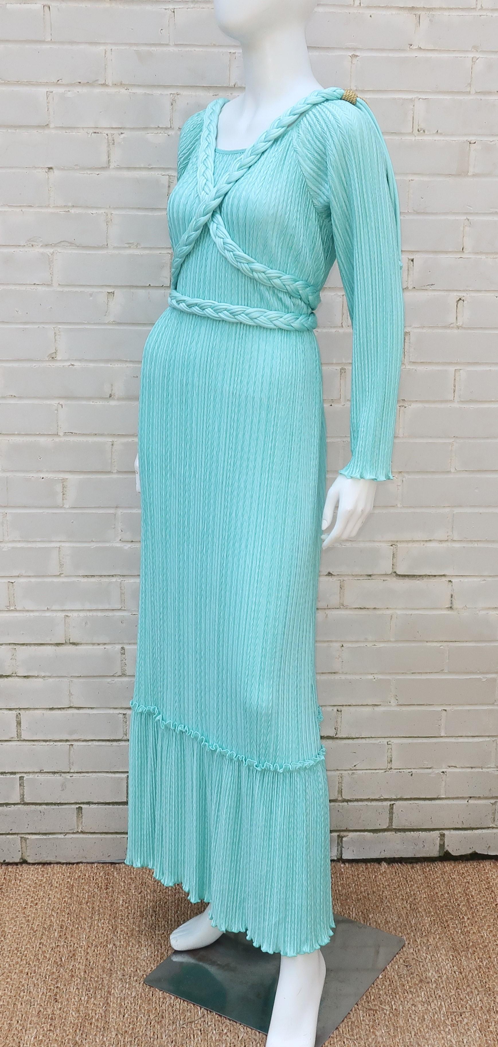 Mary McFadden Aqua Goddess Dress 4
