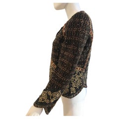 Mary McFadden Black Embroidered and Beaded Evening Crop Jacket
