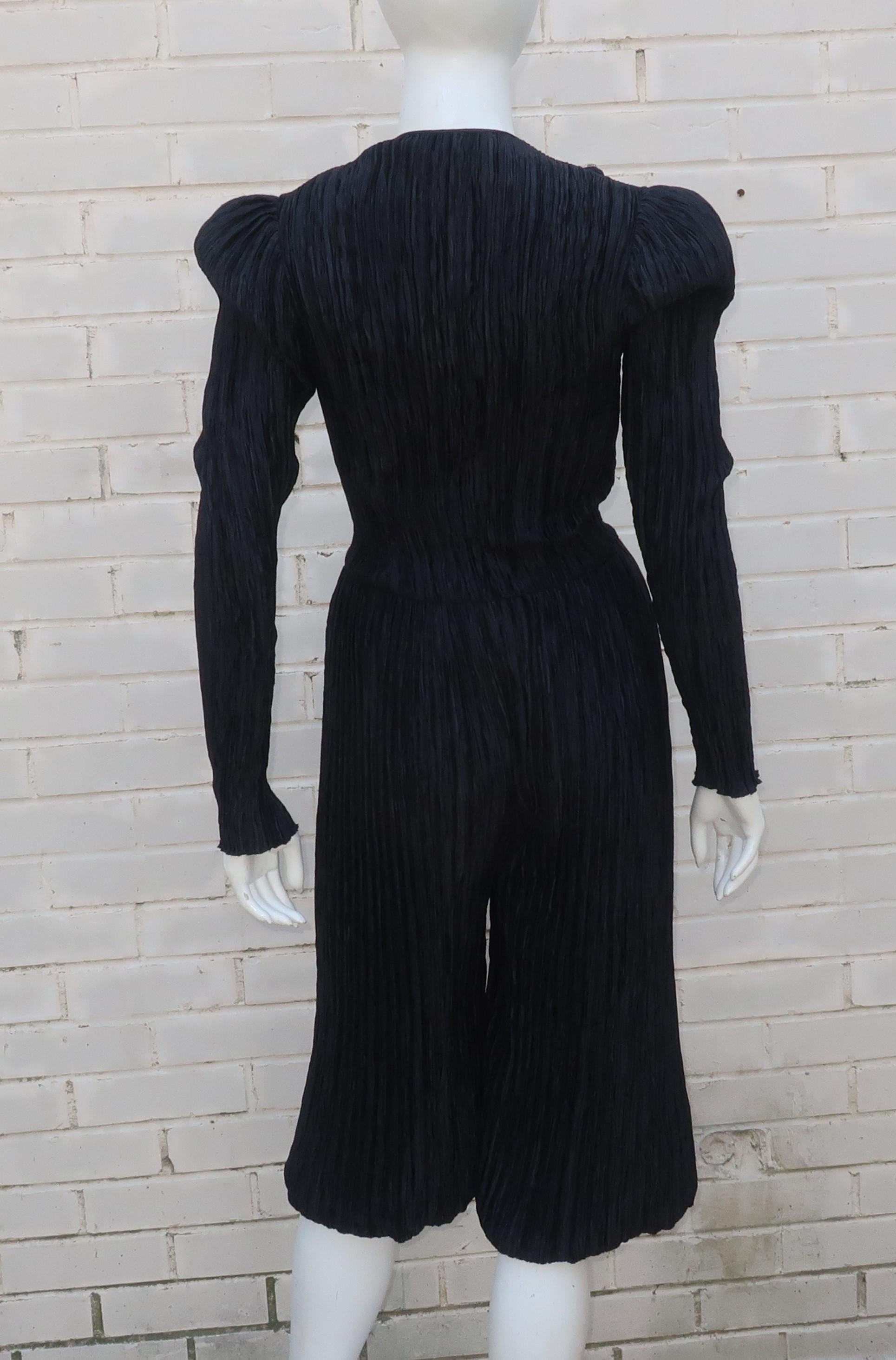 MARY MCFADDEN Black Romper Jumpsuit, 1970's For Sale 7